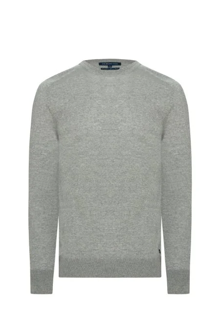 Extrafine Merino Açık Gri Bisiklet Yaka Triko