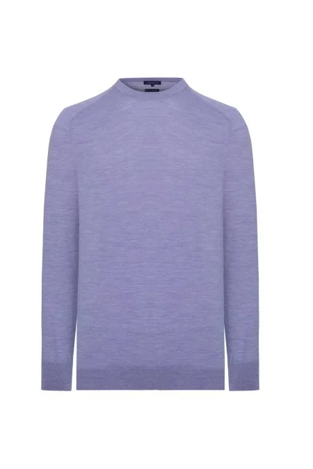 Extrafine Merino Açık Mor Bisiklet Yaka Triko