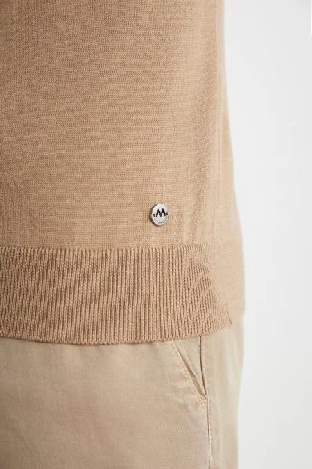 Extrafine Merino Camel Bisiklet Yaka Triko