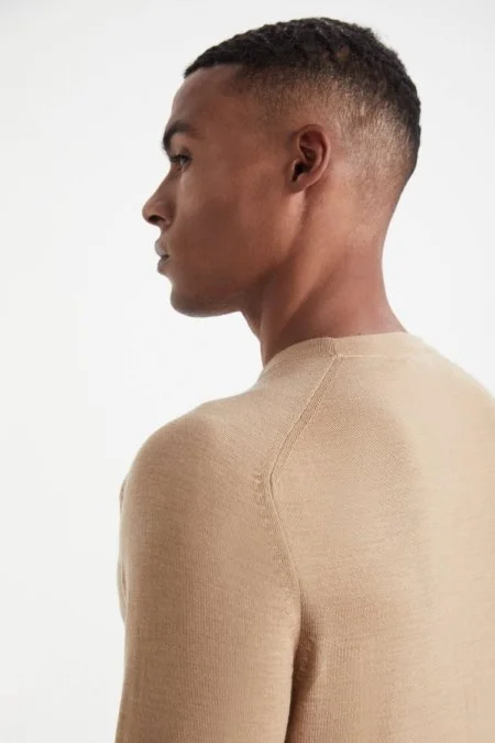 Extrafine Merino Camel Bisiklet Yaka Triko