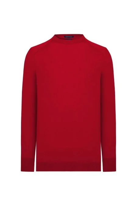 Extrafine Merino Kırmızı Bisiklet Yaka Triko