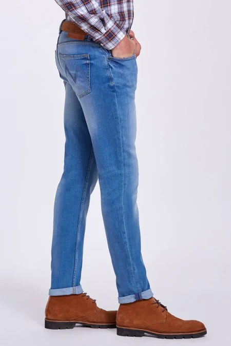Slim Fit Buz Mavisi Denim Pantolon