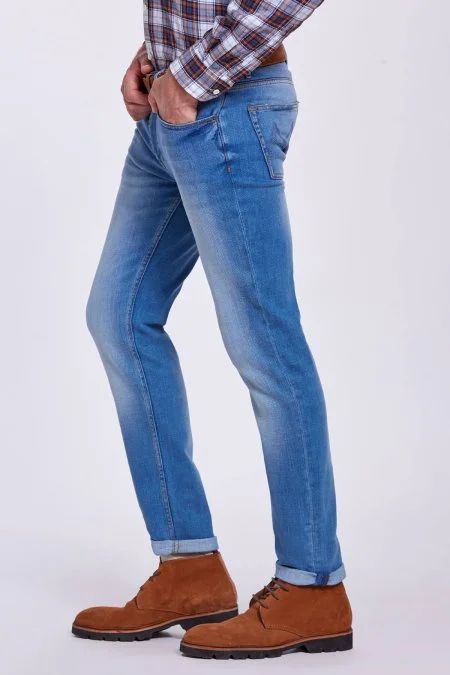 Slim Fit Buz Mavisi Denim Pantolon