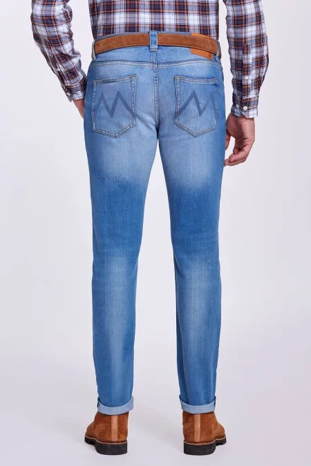 Slim Fit Buz Mavisi Denim Pantolon