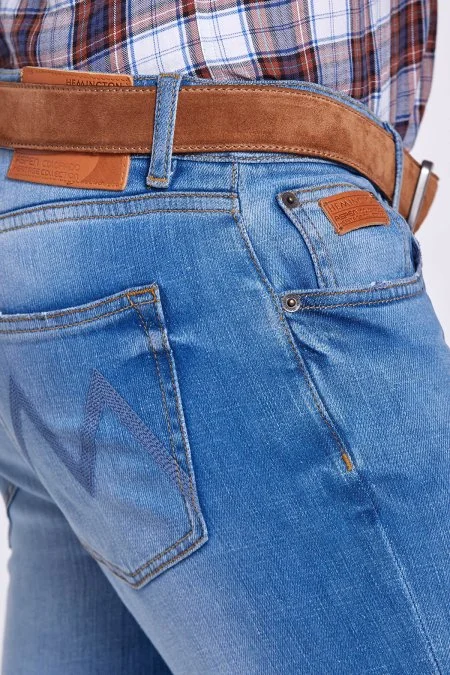 Slim Fit Buz Mavisi Denim Pantolon