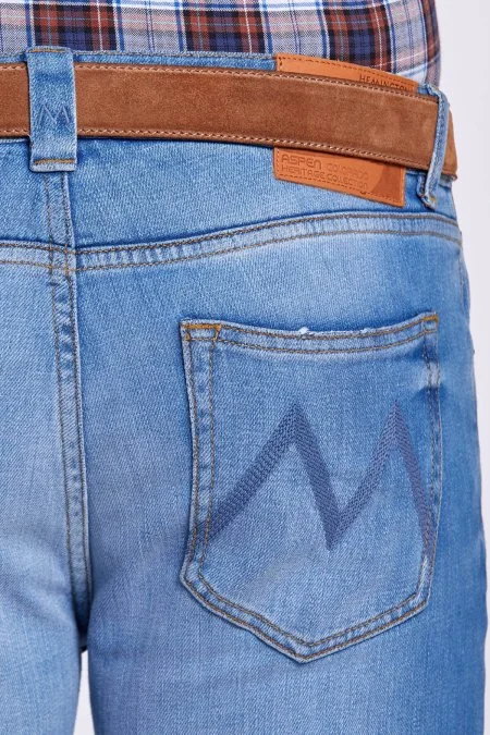 Slim Fit Buz Mavisi Denim Pantolon
