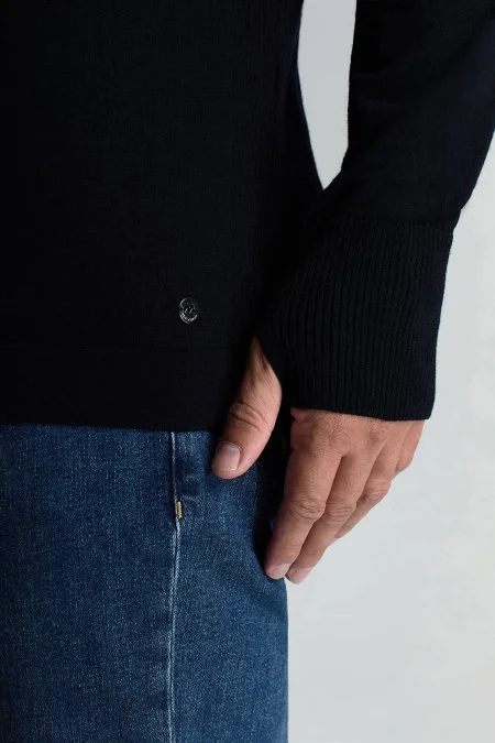 Slim Fit Lacivert Activewear Merino Yün Triko