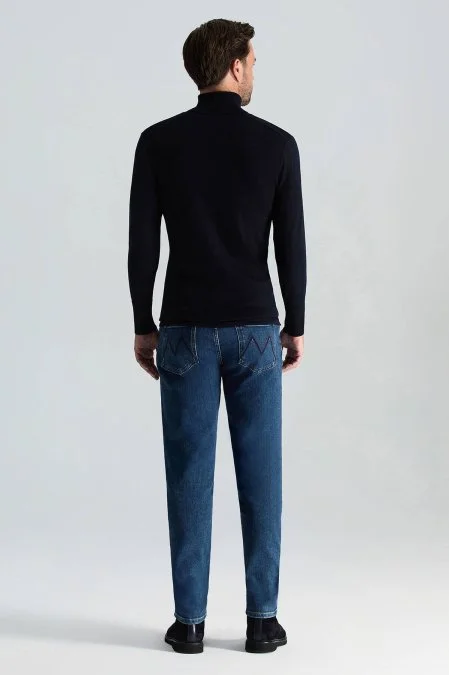 Slim Fit Lacivert Activewear Merino Yün Triko