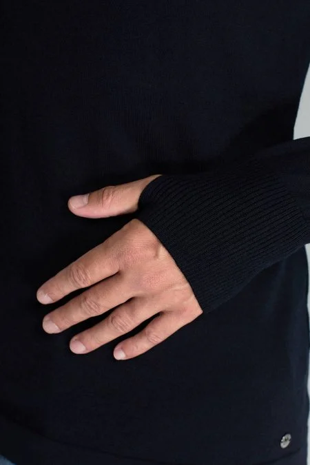 Slim Fit Lacivert Activewear Merino Yün Triko