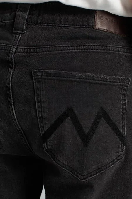 Saf Pamuk Slim Fit Siyah Denim Pantolon