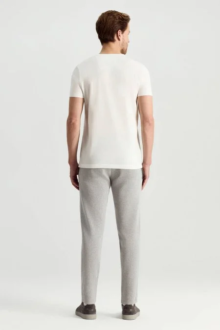 Superfine Pamuk Bisiklet Yaka Beyaz Basic T-Shirt