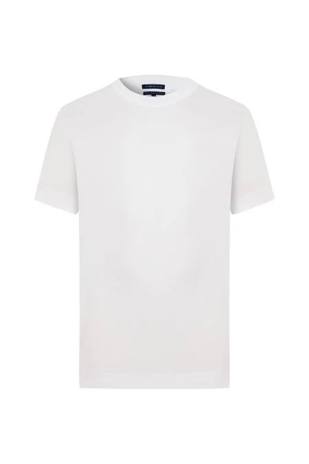 Supima Pamuk Bisiklet Yaka Tencel Beyaz Çocuk T-Shirt