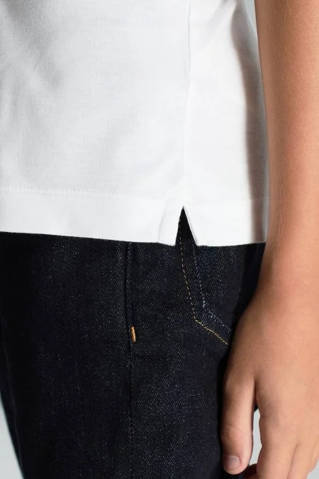 Supima Pamuk Bisiklet Yaka Tencel Beyaz Çocuk T-Shirt