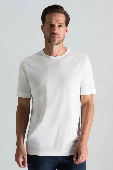 Supima Pamuk Bisiklet Yaka Tencel Beyaz T-Shirt Supima Pamuk Bisiklet Yaka Tencel Beyaz T-Shirt