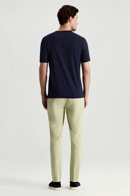 Supima Pamuk Bisiklet Yaka Tencel Lacivert T-Shirt