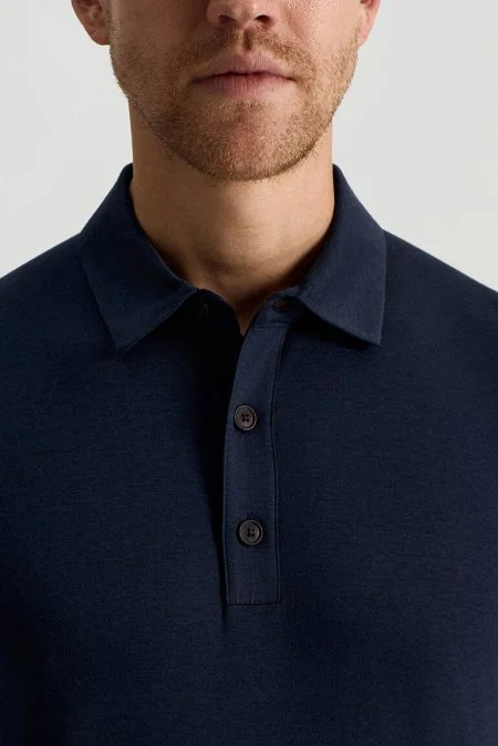 Supima Pamuk Polo Yaka Tencel Lacivert T-Shirt