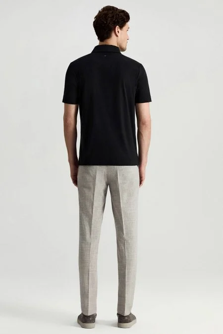 Supima Pamuk Polo Yaka Tencel Siyah Tişört