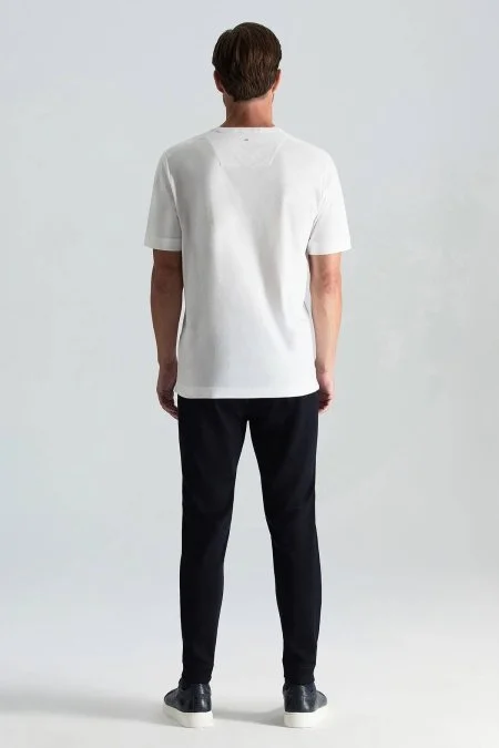 Supima Pamuk V Yaka Tencel Beyaz T-Shirt