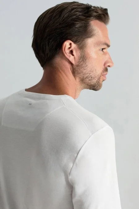 Supima Pamuk V Yaka Tencel Beyaz T-Shirt