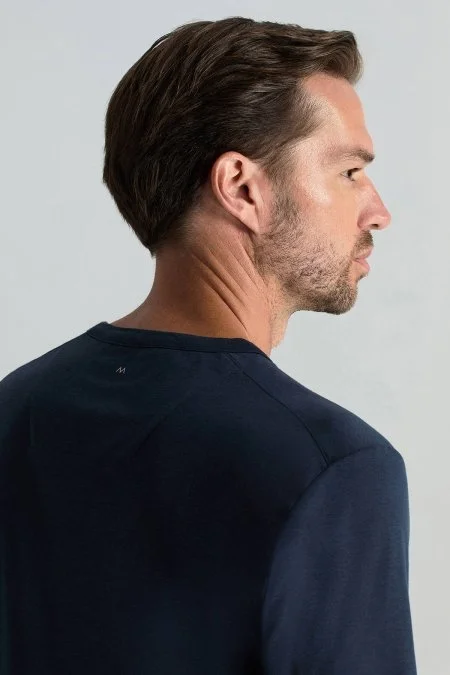 Supima Pamuk V Yaka Tencel Lacivert T-Shirt