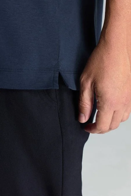 Supima Pamuk V Yaka Tencel Lacivert T-Shirt