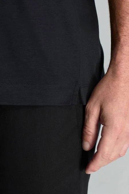 Supima Pamuk V Yaka Tencel Siyah T-Shirt