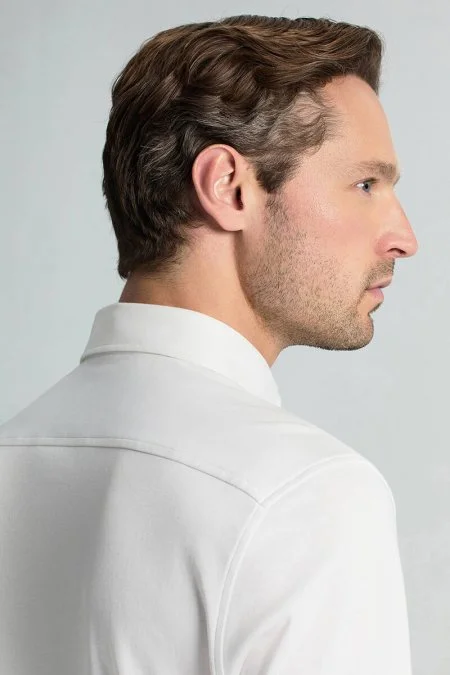 Supima Pamuk Gizli Düğme Beyaz Business Gömlek