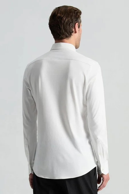 Supima Pamuk Gizli Düğme Beyaz Business Gömlek
