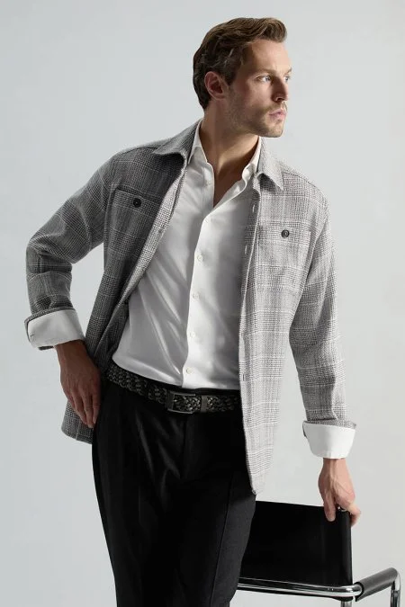 Supima Pamuk Gizli Düğme Beyaz Business Gömlek