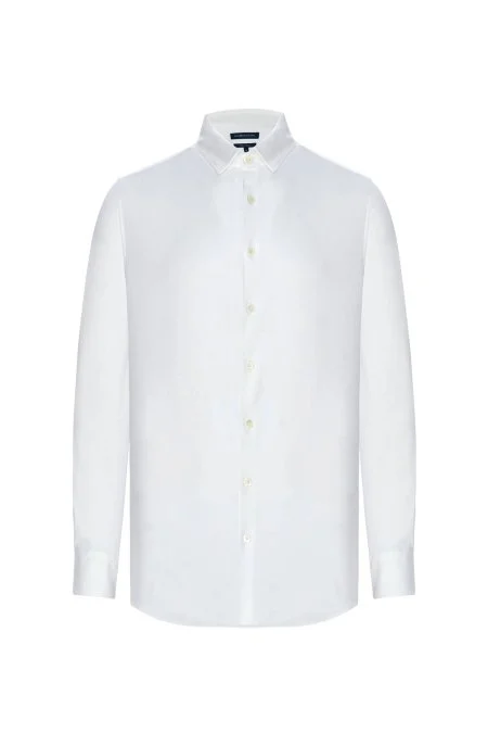 Supima Pamuk Gizli Düğme Beyaz Business Gömlek