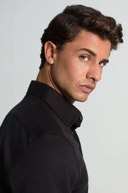 Supima Pamuk Gizli Düğme Siyah Business Gömlek