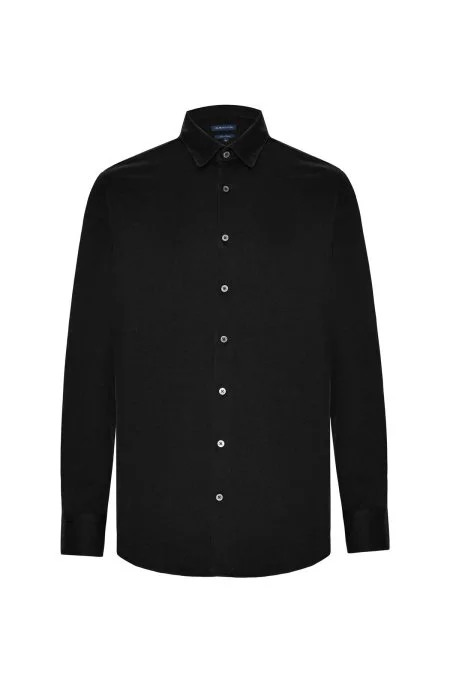 Supima Pamuk Gizli Düğme Siyah Business Gömlek