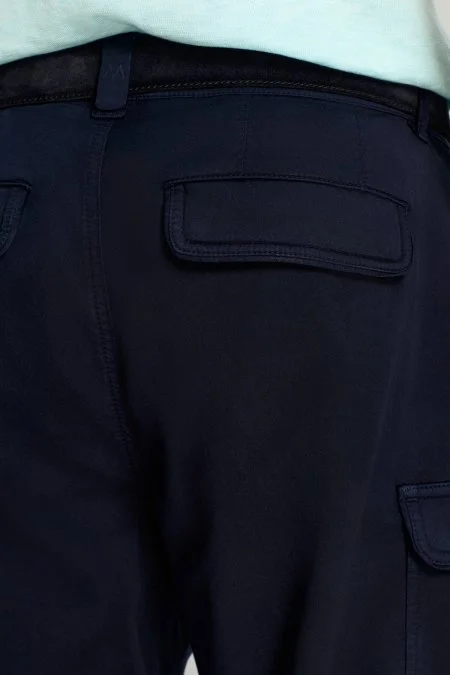 Tencel Kumaş Lacivert Kargo Şort