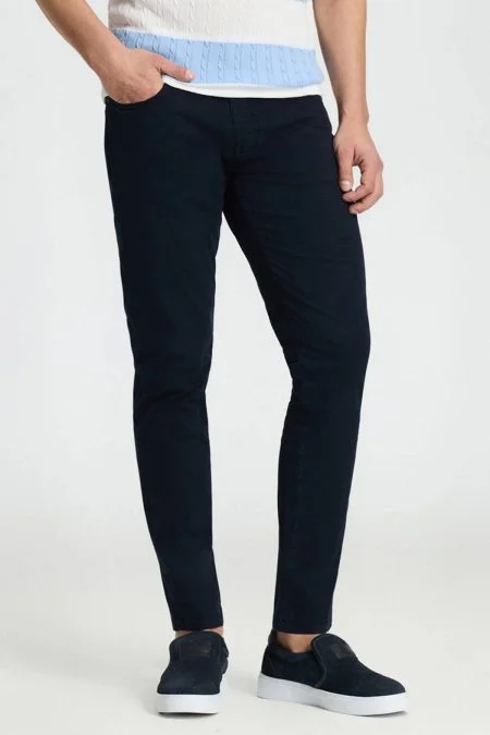 Pamuk Karışım Slim Fit 5 Cep Lacivert Chino Pantolon Pamuk Karışım Slim Fit 5 Cep Lacivert Chino Pantolon