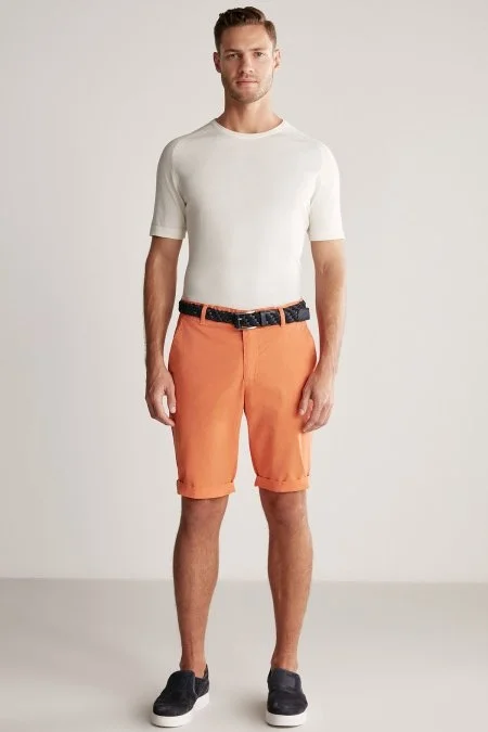 Turuncu Pamuk Chino Bermuda Şort