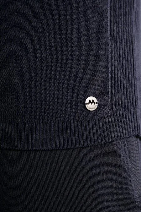 Üçgen Desen Lacivert Merino Yün Triko