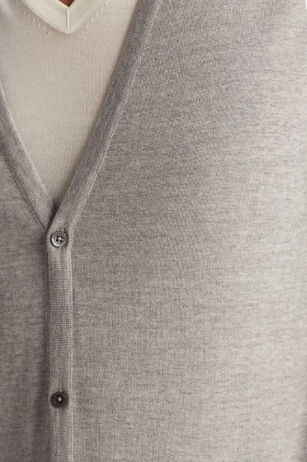 Ultrafine Merino Yünü Açık Gri Triko Hırka