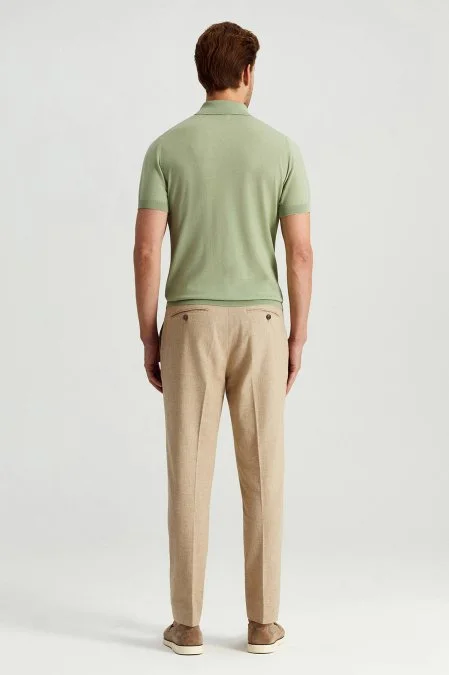 Ultrafine Merino Yünü Açık Yeşil Triko Polo