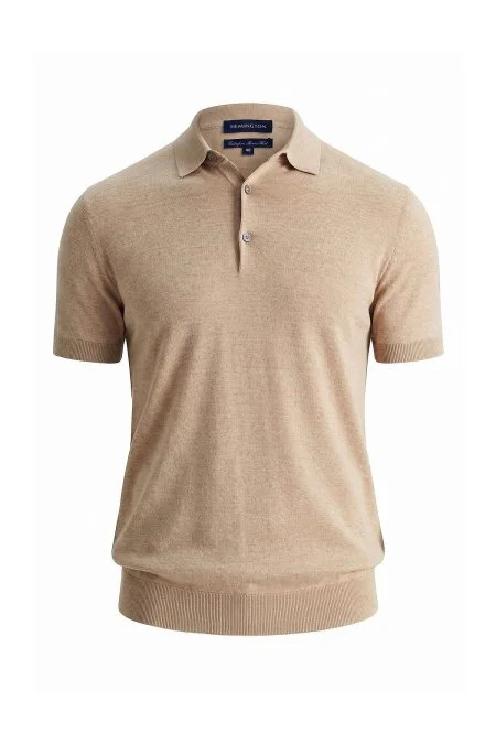 Ultrafine Merino Yünü Bej Triko Polo