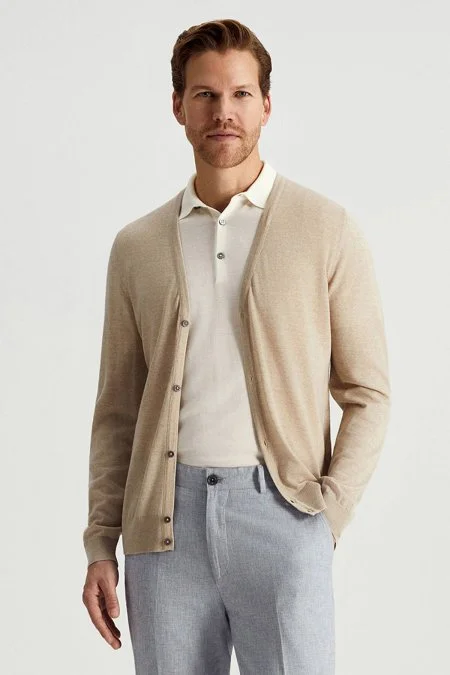 Ultrafine Merino Yünü Krem Triko Hırka