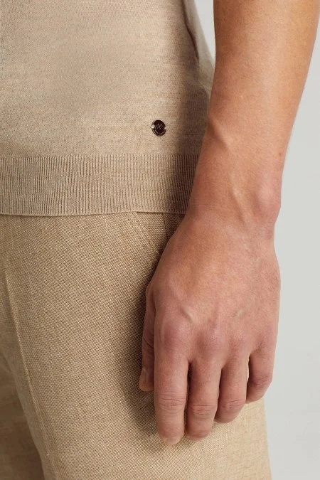 Ultrafine Merino Yünü Krem Triko Polo