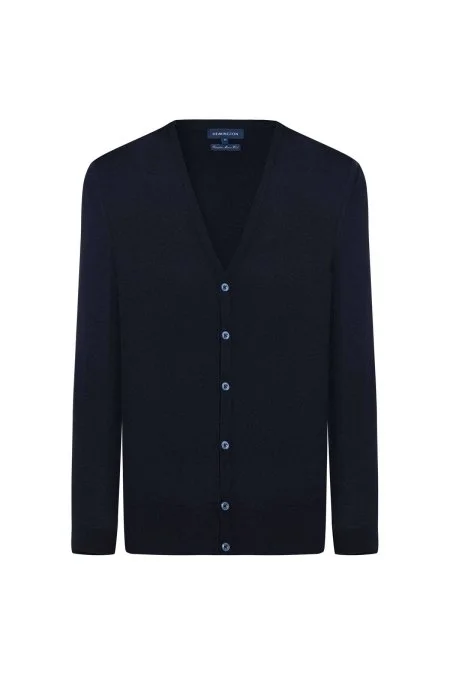 Ultrafine Merino Yünü Lacivert Triko Hırka