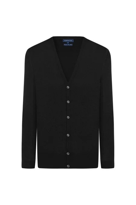 Ultrafine Merino Yünü Siyah Triko Hırka