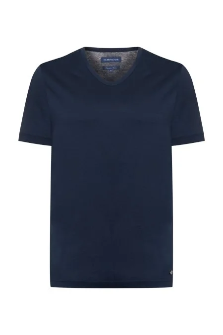 Lacivert V Yaka Basic T-Shirt