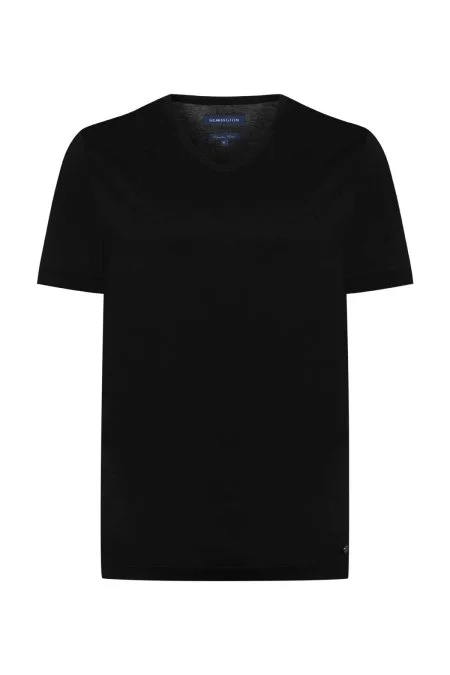 Siyah V Yaka Basic T-Shirt