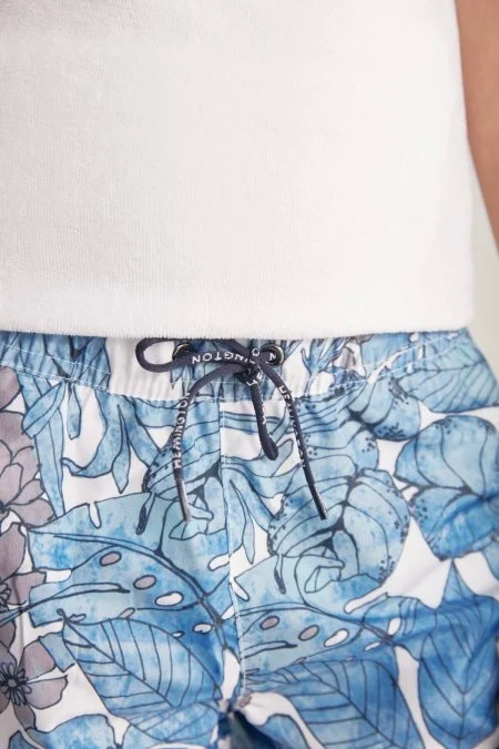 Yaprak Desen Gök Mavisi Quick Dry Çocuk Mayo