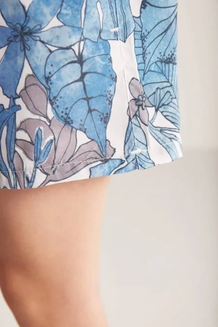 Yaprak Desen Gök Mavisi Quick Dry Çocuk Mayo