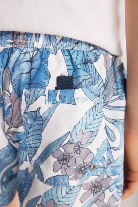 Yaprak Desen Gök Mavisi Quick Dry Çocuk Mayo