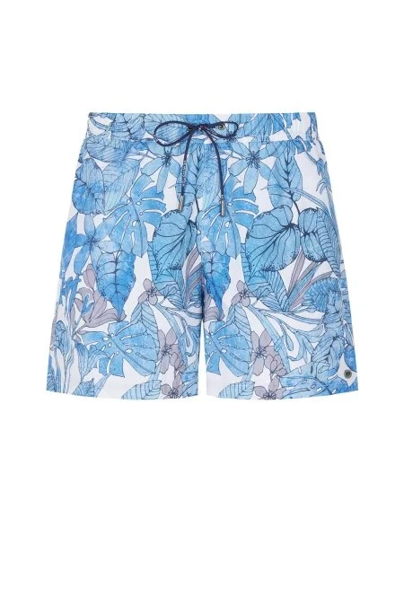 Yaprak Desen Gök Mavisi Quick Dry Mayo