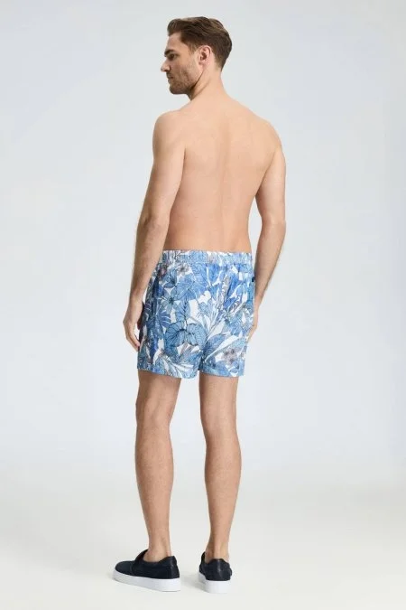 Yaprak Desen Gök Mavisi Quick Dry Mayo